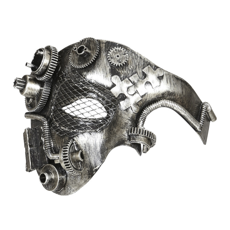 Steampunk maska, strieborná, luxusná